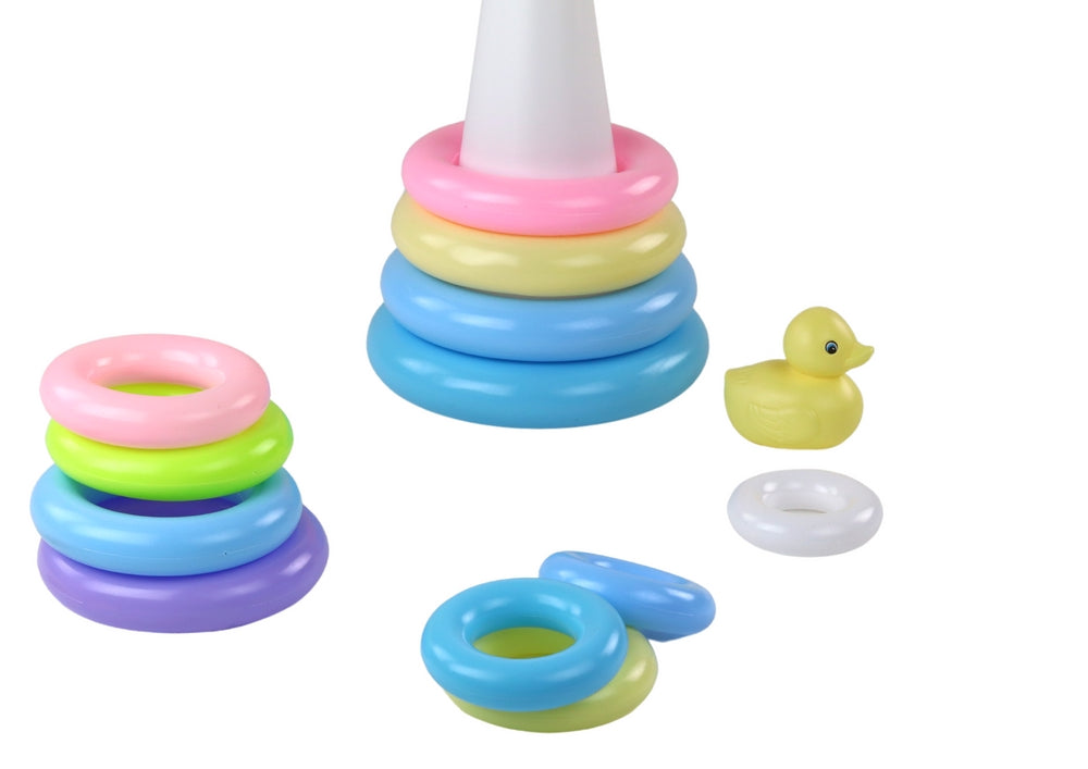 Stapelleksak pyramid med 12 ringar i plast, från 12 månader, 39 cm