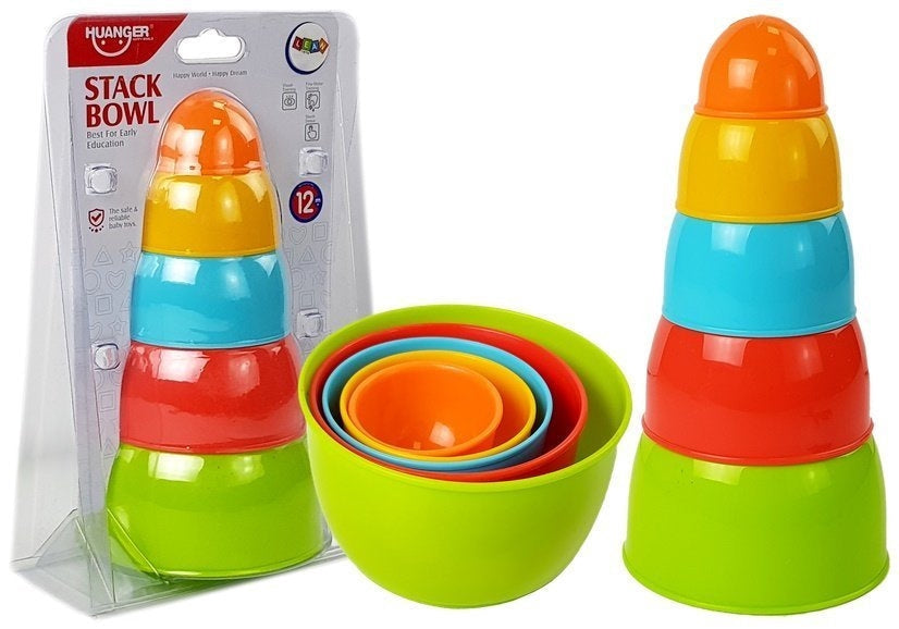 Staplingskoppar pyramid för barn 12+ mån, färgglada 8-pack