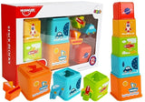 Staplingskuber piramid med fordonsbilder och sorteringshål, 5-pack