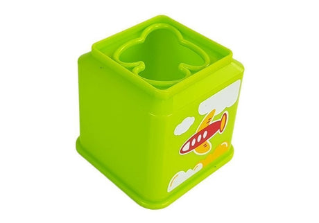 Staplingskuber piramid med fordonsbilder och sorteringshål, 5-pack