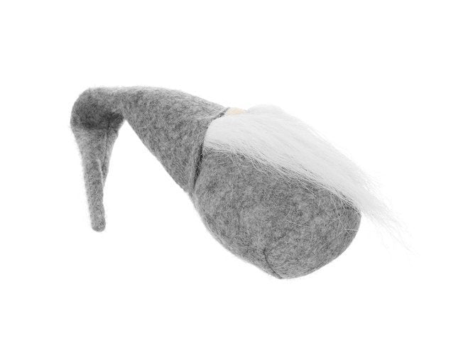 Stående tomtefigur i filt grå/vit 30 cm juldekoration