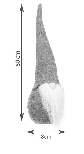 Stående tomtefigur i filt grå/vit 30 cm juldekoration