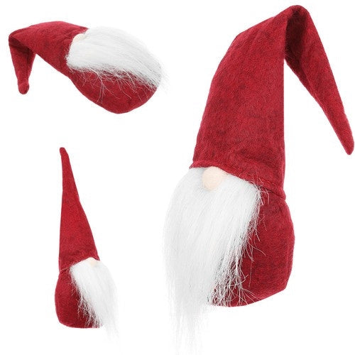 Stående tomtefigur röd/vit 30 cm i filt/plast juldekoration