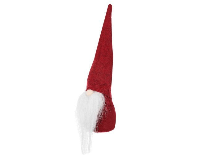 Stående tomtefigur röd/vit 30 cm i filt/plast juldekoration