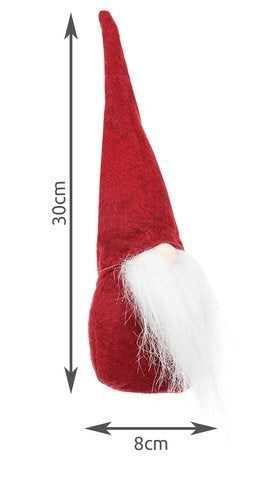 Stående tomtefigur röd/vit 30 cm i filt/plast juldekoration