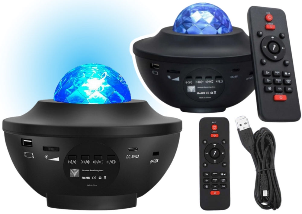Stjärnprojektor LED-nattlampa med Bluetooth-högtalare, USB-driven