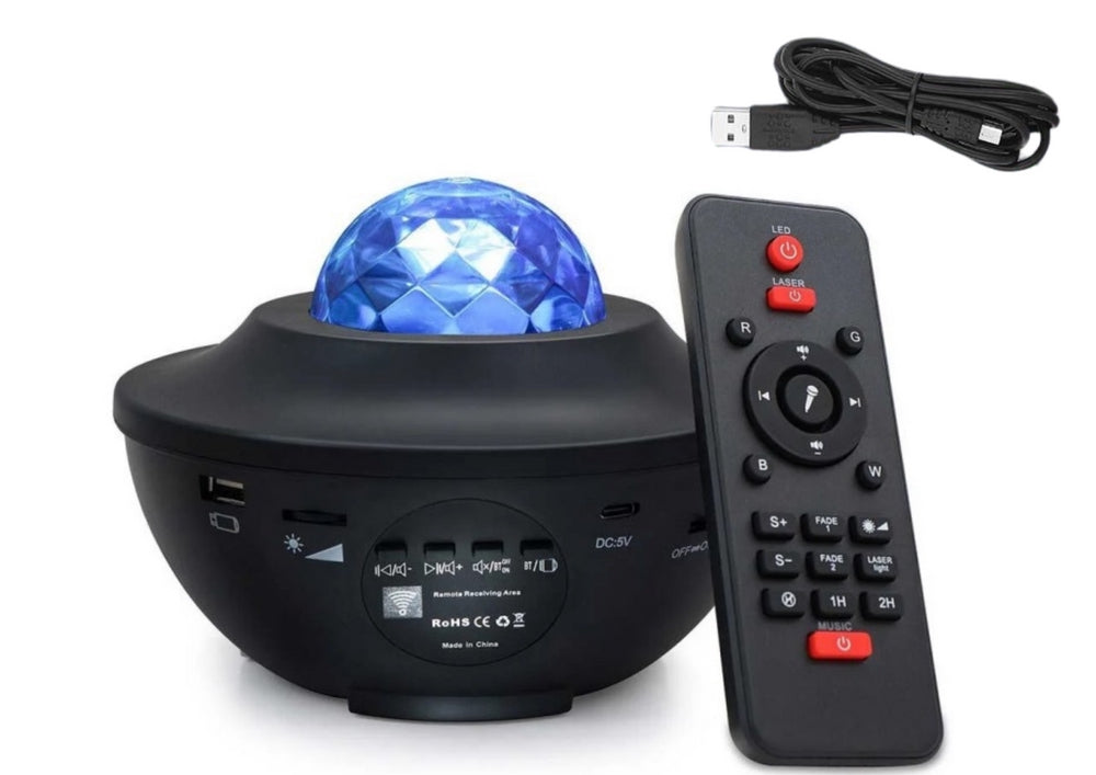 Stjärnprojektor LED-nattlampa med Bluetooth-högtalare, USB-driven
