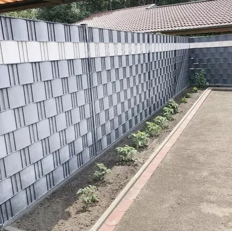 Stängselband PVC 19 cm x 35 m grå UV-beständigt inkl 25 klipp