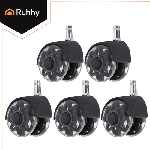 Stolshjul 5-pack svängbara tysta PU 11x22 mm spindel svart