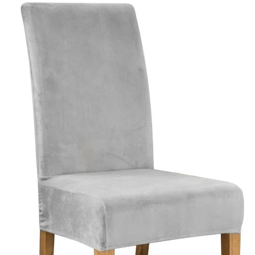 Stolöverdrag velourpolyester grå universell passform ryggstöd 65 cm