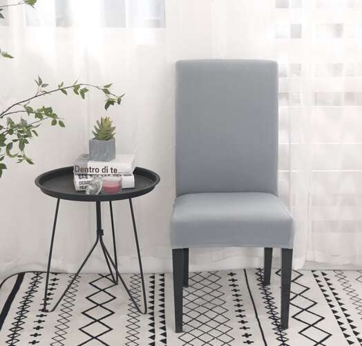 Stolöverdrag velourpolyester grå universell passform ryggstöd 65 cm