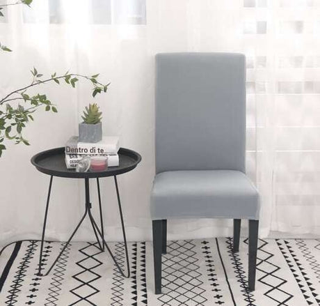 Stolöverdrag velourpolyester grå universell passform ryggstöd 65 cm