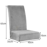 Stolöverdrag velourpolyester grå universell passform ryggstöd 65 cm
