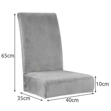 Stolöverdrag velourpolyester grå universell passform ryggstöd 65 cm