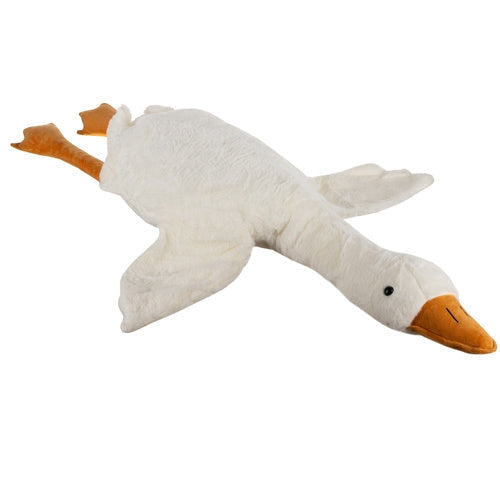 Stor plyschgås kramdjur 130 cm vit/orange, tvättbar kudde 0+