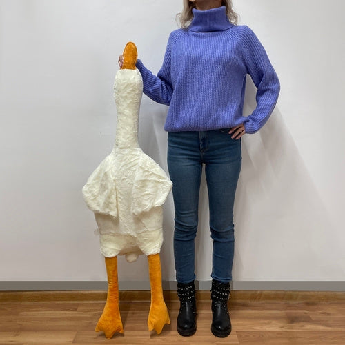 Stor plyschgås kramdjur 130 cm vit/orange, tvättbar kudde 0+