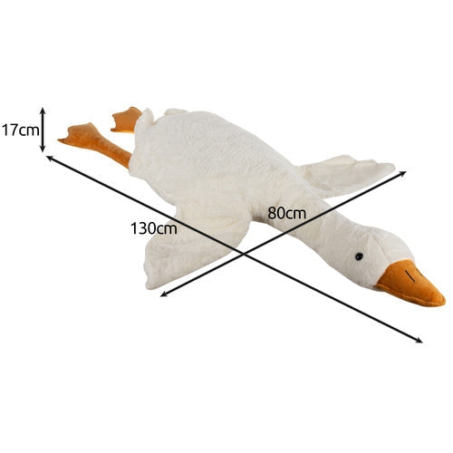 Stor plyschgås kramdjur 130 cm vit/orange, tvättbar kudde 0+