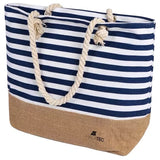 Strand- och picknickväska 22 l 34x48x14 cm marinblå/vit med mini plånbok