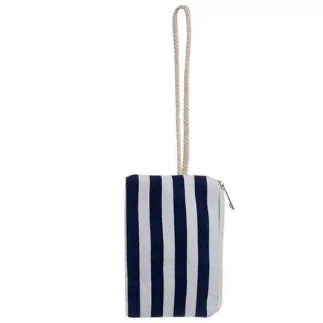 Strand- och picknickväska 22 l 34x48x14 cm marinblå/vit med mini plånbok