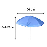 Strandparaply 150 cm UPF 50+ justerbar höjd 140-180 cm blå