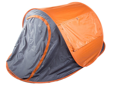 Strandtält pop-up UV-skydd grå/orange 210x130x85 cm