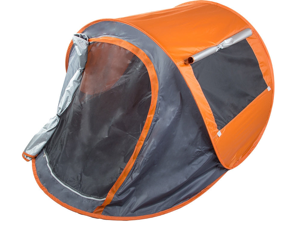 Strandtält pop-up UV-skydd grå/orange 210x130x85 cm