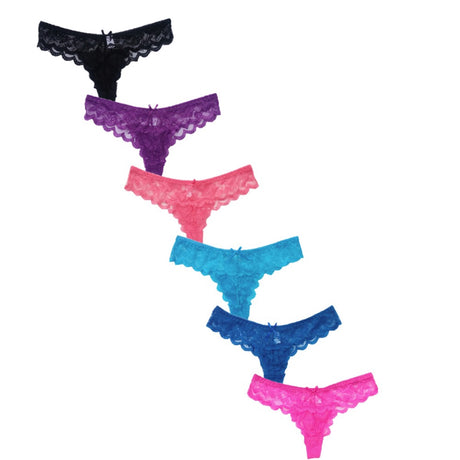 Stringtrosor 6-pack blandade färger turkos/blå/svart/lila/korall/rosa