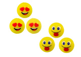Studsbollar i gummi 6-pack 3 cm gul emoji-motiv CE EN71 3+