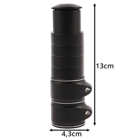 Styrstamsförlängare 28,6 mm (1-1/8) A-head svart, set med ringar