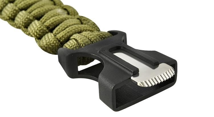 Survivalarmband 5-i-1 med paracord 3 m, kompass & eldstål, khaki