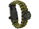 Survivalarmband 5-i-1 med paracord 3 m, kompass & eldstål, khaki