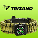 Survivalarmband 5-i-1 med paracord 3 m, kompass & eldstål, khaki