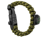 Survivalarmband 5-i-1 med paracord 3 m, kompass & eldstål, khaki