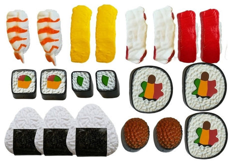 Sushiset leksak för barn med sushibox, 19 delar, 2 tallrikar