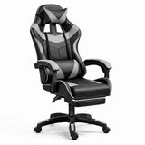Svängbar gamingstol svart/grå med fotstöd, höjd- & ryggjustering