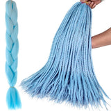Syntetiska hårflätor blå 60 cm värmetålig fiber