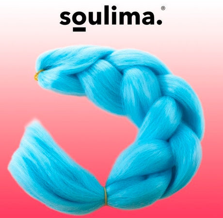 Syntetiska hårflätor blå 60 cm värmetålig fiber