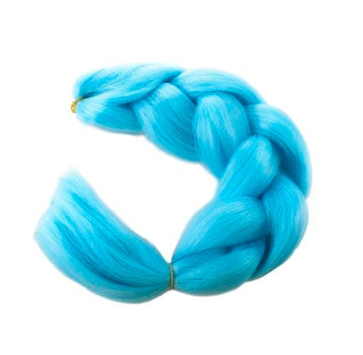 Syntetiska hårflätor blå 60 cm värmetålig fiber