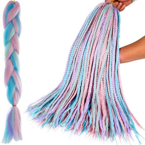 Syntetiska hårflätor ombre blå-lila 60 cm värmetålig fiber