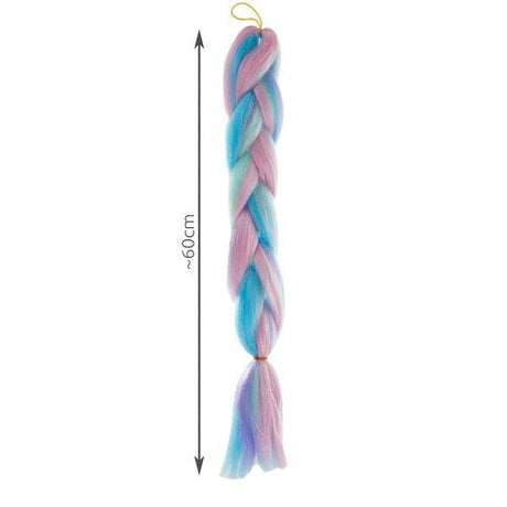 Syntetiska hårflätor ombre blå-lila 60 cm värmetålig fiber