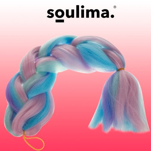 Syntetiska hårflätor ombre blå-lila 60 cm värmetålig fiber