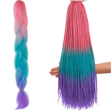 Syntetiska ombre hårflätor 60 cm rosa/vit/lila