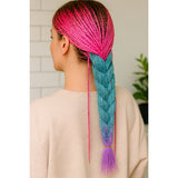 Syntetiska ombre hårflätor 60 cm rosa/vit/lila