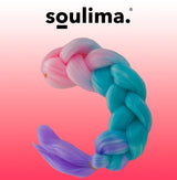 Syntetiska ombre hårflätor 60 cm rosa/vit/lila