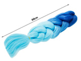 Syntetisk hårfläta ombre blå 60/120 cm lätt vågig matt
