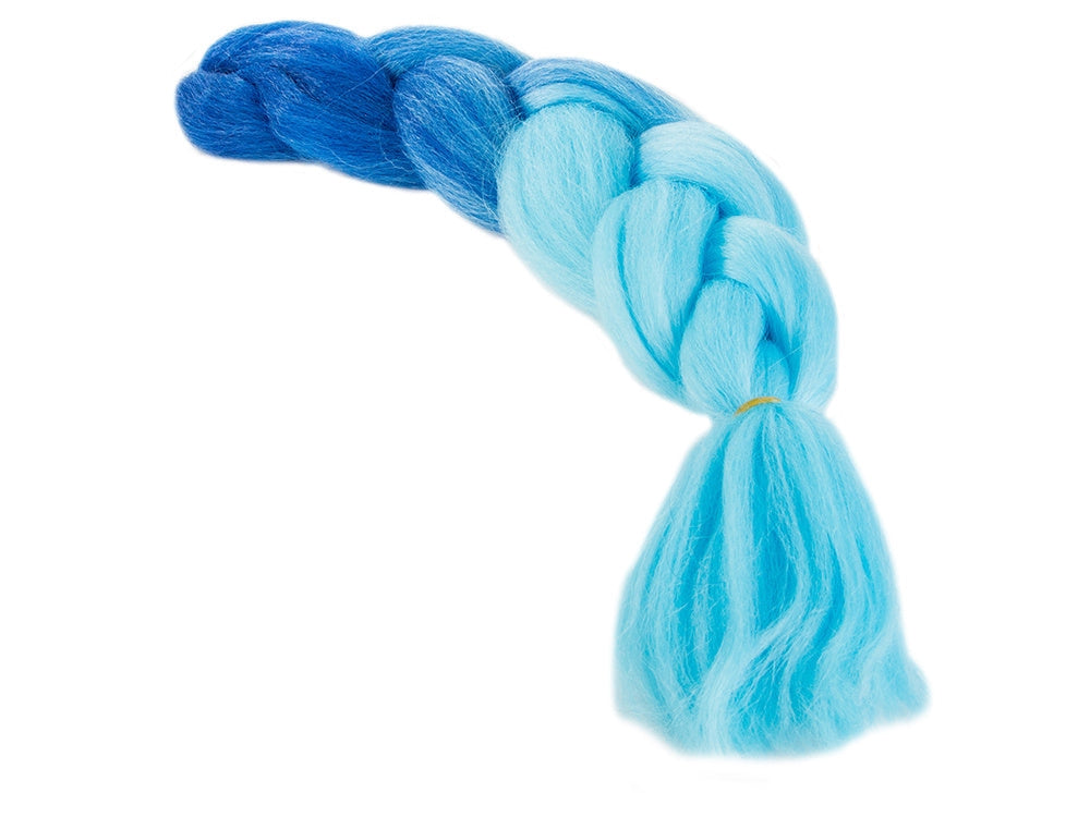 Syntetisk hårfläta ombre blå 60/120 cm lätt vågig matt
