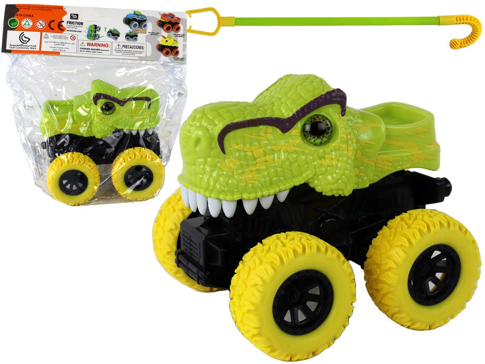 T-Rex dinosauriefriktionsfordon grön 12 cm med gummihjul 3+