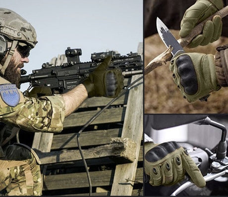 Taktiska handskar touchscreen femfinger khaki storlek L 1 par