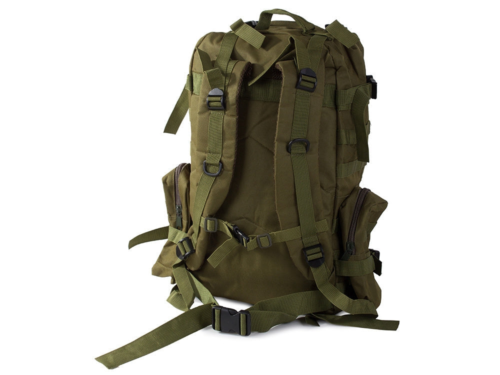 Taktisk ryggsäck 48,5 L grön med MOLLE, midjeväska och 2 sidofickor