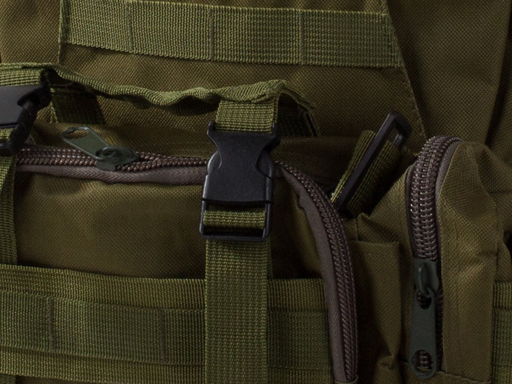 Taktisk ryggsäck 48,5 L grön med MOLLE, midjeväska och 2 sidofickor